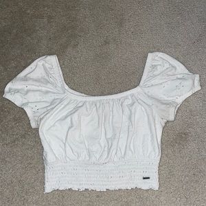 White cap sleeve cropped Hollister blouse